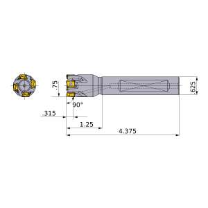 Mitsubishi-VPX200UR1203FA10S 0.75 End Mill (VPX200UR1203FA10S)