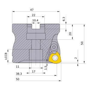 Mitsubishi-AJX12-050A03R 38.3mm Face Mill (AJX12-050A03R)