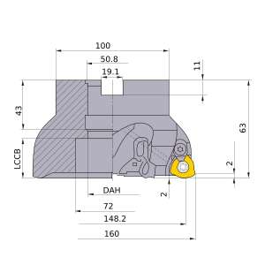 Mitsubishi-AJX14R16008F 148.2mm Face Mill (AJX14R16008F)