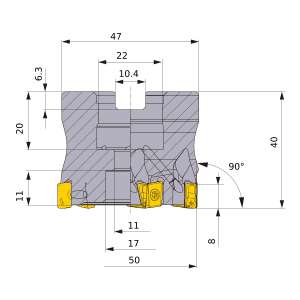Mitsubishi-VPX200-050A05AR 50mm Face Mill (VPX200-050A05AR)