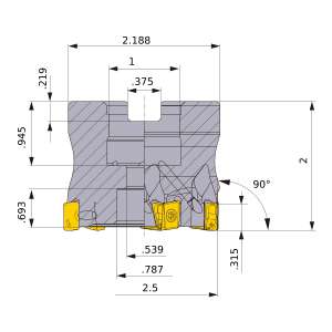 Mitsubishi-VPX200UR2.5006CA 2.5 Face Mill (VPX200UR2.5006CA)