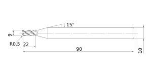Mitsubishi Cut Diameter 9mmVQSVR Roughing end mill, Short cut length, 4 flute, Irregular helix flutes
