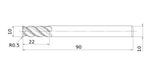 Mitsubishi Cut Diameter 10mmVQSVR Roughing end mill, Short cut length, 4 flute, Irregular helix flutes
