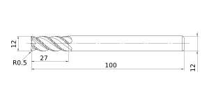 Mitsubishi Cut Diameter 12mmVQSVR Roughing end mill, Short cut length, 4 flute, Irregular helix flutes