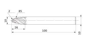 Mitsubishi Cut Diameter 10mmVQT6UR Barrel, Medium cut length, 6 flute
