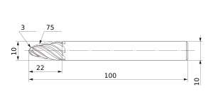 Mitsubishi Cut Diameter 10mmVQT6UR Barrel, Medium cut length, 6 flute