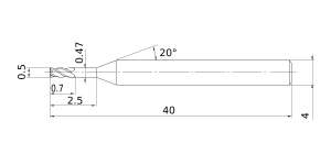 Mitsubishi Cut Diameter 0.5mmVQXL End mill, Short cut length, 4 flute, Long neck