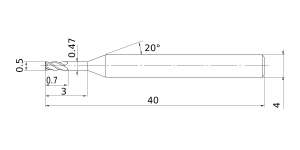 Mitsubishi Cut Diameter 0.5mmVQXL End mill, Short cut length, 4 flute, Long neck