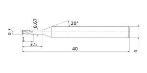 Mitsubishi Cut Diameter 0.7mmVQXL End mill, Short cut length, 4 flute, Long neck