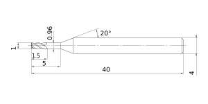 Mitsubishi Cut Diameter 1mmVQXL End mill, Short cut length, 4 flute, Long neck